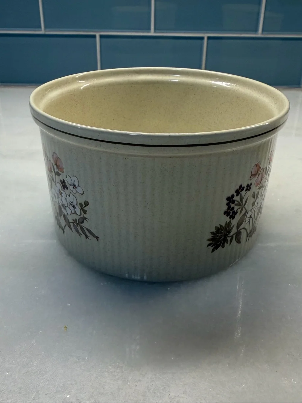 Royal Doulton Cream Floral Ceramic Ramekin with Pink and Purple Accents